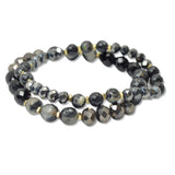 108918, AGATE STONE GLASS BEADED STRETCH BRACELET SET