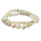108918, AGATE STONE GLASS BEADED STRETCH BRACELET SET