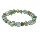 108919, SEMI PRECIOUS STONE GLASS BEADED STRETCH BRACELET