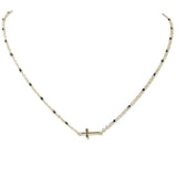 108922, DAINTY CROSS ENAMEL ACCENT NECKLACE