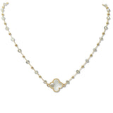 108927, CLOVER ACCENT GLASS BEADED NECKLACE