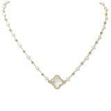 108927, CLOVER ACCENT GLASS BEADED NECKLACE