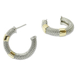 108931, 14K GOLD PLATED TEXTURED DESIGNER INSPIRED HOOP EARRING