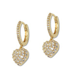 108935, DAINTY HEART CUBIC ZIRCONIA ACCENT DANGLE HUUGGIE HOOP EARRING