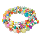 108938, AGATE STONE ACCENT MULTI LAYERED BEADED STRETCH BRACELET