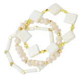 108940, GEOMETRIC AGATE STONE ACCENT MULTI LAYERED BEADED STRETCH BRACELET