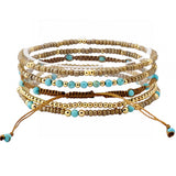 108943, TURQUOISE ACCENT MULTI LAYERED BEADED STRETCH BRACELET
