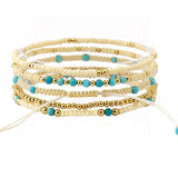 108943, TURQUOISE ACCENT MULTI LAYERED BEADED STRETCH BRACELET