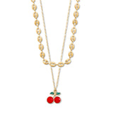 108945, SODA POP TAB CHERRY CHARM DOUBLE LAYERED NECKLACE