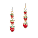 108948, TRIPLE ENAMEL STRAWBERRY DANGLE EARRING