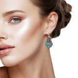 108954, WESTERN TURQUOISE HEART KEY LOCK DANGLE EARRING