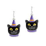 108956, HALLOWEEN ENAMEL CAT DANGLE EARRING