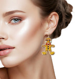 108960, CHRISTMAS BLING GINGERBREAD MAN DANGLE EARRING