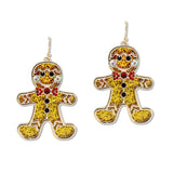 108960, CHRISTMAS BLING GINGERBREAD MAN DANGLE EARRING
