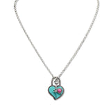 108968, WESTERN TURQUOISE HEART KEY LOCK PENDANT NECKLACE
