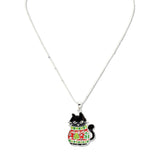 108970, CHRISTMAS ENAMEL BLACK CAT PENDANT NECKLACE