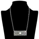 108971, WESTERN GEOMETRIC RHINESTONE ACCENT RECTANGLE NECKLACE