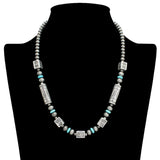 108977, WESTERN ENGRAVED ACCENT NAVAJO BEADED NECKLACE