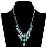 108979, WESTERN GEOMETRIC TURQUOISE STONE CHANDELIER NECKLACE