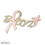108994, BLOOM PAVE RHINESTONE PINK RIBBON BROOCH PIN
