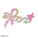 108994, BLOOM PAVE RHINESTONE PINK RIBBON BROOCH PIN