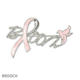 108994, BLOOM PAVE RHINESTONE PINK RIBBON BROOCH PIN