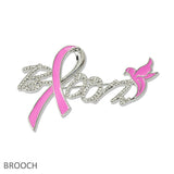 108994, BLOOM PAVE RHINESTONE PINK RIBBON BROOCH PIN