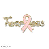 108995, FEARLESS PAVE RHINESTONE ENAMEL PINK RIBBON BROOCH