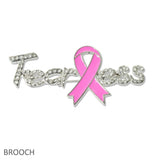 108995, FEARLESS PAVE RHINESTONE ENAMEL PINK RIBBON BROOCH