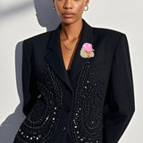 108996, PINK RIBBON HAT LADY ENAMEL PAVE RHINESTONE BROOCH PIN