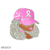 108996, PINK RIBBON HAT LADY ENAMEL PAVE RHINESTONE BROOCH PIN