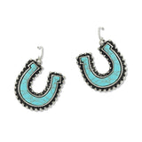 109000, WESTERN TURQUOISE HORSESHOE DANGLE EARRING