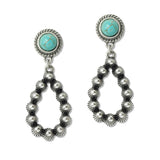 109003, WESTERN TURQUOISE STONE ACCENT TEARDROP DANGLE EARRING