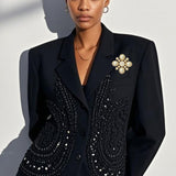 109008, DOUBLE O ACCENT PEARL WITH RHINESTONE BROOCH PIN