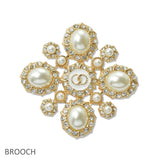 109008, DOUBLE O ACCENT PEARL WITH RHINESTONE BROOCH PIN