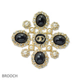 109008, DOUBLE O ACCENT PEARL WITH RHINESTONE BROOCH PIN