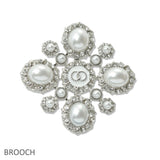 109008, DOUBLE O ACCENT PEARL WITH RHINESTONE BROOCH PIN