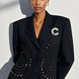 109009, ROSE FLOWER ACCENT PEARL C SHAPED BROOCH PIN