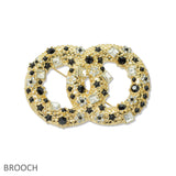 109010, STAR GEOMETRIC RHINESTONE ACCENT DOUBLE O BROOCH PIN