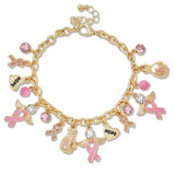109015, HOPE PINK RIBBON MULTI CHARM BRACELET