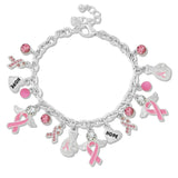 109015, HOPE PINK RIBBON MULTI CHARM BRACELET