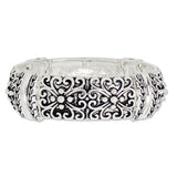 109019, FILLIGREE ENGRAVED METAL STRETCH BRACELET