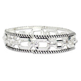 109020, CHAIN ACCENT ENGRAVED METAL STRETCH BRACELET