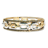 109020, CHAIN ACCENT ENGRAVED METAL STRETCH BRACELET