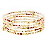 109028, GAME DAY DAINTY BEADED MULTI LAYERED STRETCH BRACELET