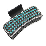 109034, WESTERN TURQUOISE STONE ACCENT RECTANGULAR GRANDER HAIR CLAW CLIP
