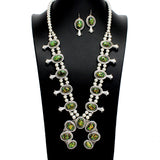 109035, WESTERN GLITTER STONE ACCENT SQUASH BLOSSOM NECKLACE