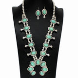 109035, WESTERN GLITTER STONE ACCENT SQUASH BLOSSOM NECKLACE