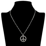 109040, WESTERN BALL TEXTURED PEACE SIGN PENDANT NECKLACE