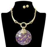 109041, ABSTRACT ROUND CELLULOID ACEATE STATEMENT NECKLACE